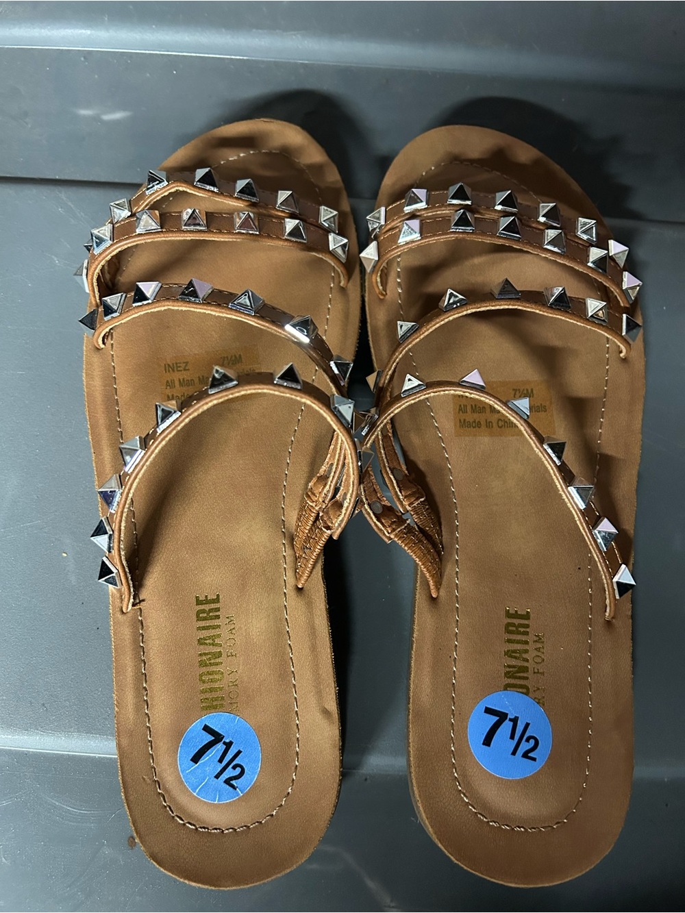 Unbranded Brown Studded Multi-Strap Sandals - Women's